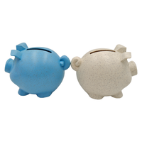 Tirelire personnalisée en paille de blé écologique avec logo, petite boîte à monnaie en plastique mignonne en forme de cochon, pot de rangement pour pièces de monnaie, idéale pour les cadeaux promotionnels et les enfants