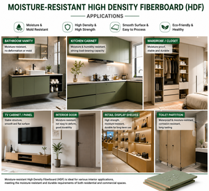 Pannello <span class=keywords><strong>MDF</strong></span> CARB P2 Melaminico 18mm per Armadietti, <span class=keywords><strong>MDF</strong></span> HMR (Alta Resistenza all'Umidità) con Anima Verde per Mobili da Cucina - Product Image 2