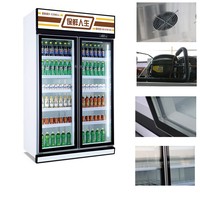 Réfrigérateur commercial vertical à double porte CE pour boissons et lait, équipement de réfrigération pour supermarchés