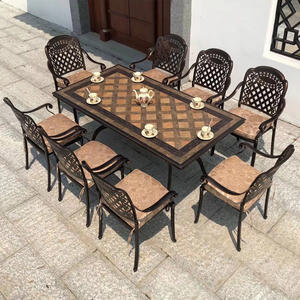 Silla de mesa para exteriores, patio al aire libre, Villa, patio, terraza impermeable, azulejo de cerámica de aluminio fundido, combinación de silla de escritorio larga - Product Image 1