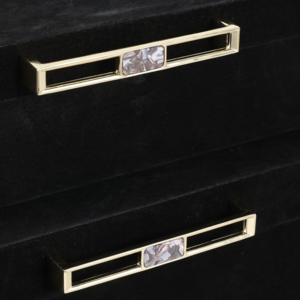Scatole Decorative per Conservazione con Manico in Metallo, Set di Scatole Portagioie in Velluto Nero per Organizzazione Casa e Ufficio - Product Image 6