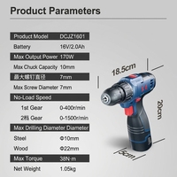 Perceuse à main sans fil Commercial King 16V avec moteur sans balais, couple élevé de 38 Nm, vitesse variable, outil électrique portable pour bricolage domestique