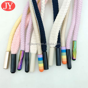 Celana olahraga katun hitam renda, poliester warna-warni untuk tali sepatu dengan ujung kabel Aglet logam - Product Image 3