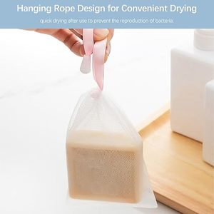 Bolsas de jabón exfoliantes con cordón, redes espumadoras para limpieza facial, para espumar y secar, colgables - Product Image 5