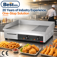 Plaque de cuisson électrique en acier inoxydable pour comptoir, gril plat commercial pour restaurant de restauration rapide