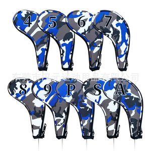 Fundas de cuero con cremallera y estampado de camuflaje para palos de golf, juego de 9 piezas, para driver, putter y mallet, en stock. - Product Image 5