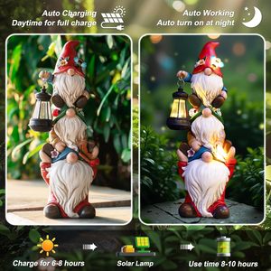 Large Funny Triple <strong>Gnome</strong> Solar Lights Statue 12 Spring <strong>Gnomes</strong> Outdoor Patio Lawn <strong>Garden</strong> Decor Great Resin <strong>Ornaments</strong> for Outdoor - Product Image 2