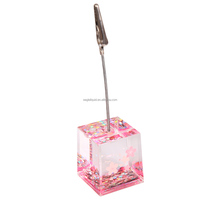 Porte-mémo en acrylique en forme de cube 135*40 mm avec mécanisme flottant intégré et motif animal mignon pour l'organisation au bureau/à la maison