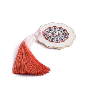 Chinese Element Custom Logo Cosmetic Brand Round Soft Enamel Small <b>Compact</b> Tassels <b>Mirror</b> - Product Image 3