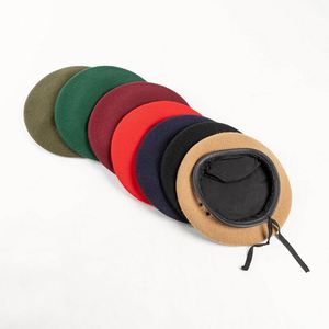 Custom Embroidery Badge Berets Solid Color <b>Plain</b> Green Beret Hat <b>Cap</b> for Men Women - Product Image 2