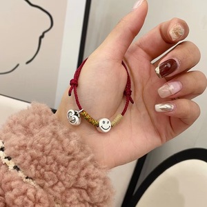 S999 Pure Silver Smiley Face Woven Red <b>Rope</b> <b>Bracelet</b> For Good Luck And Peace Unisex Gift Jewelry - Product Image 3