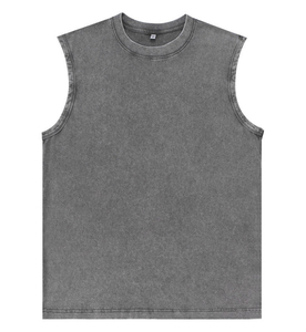 تي شيرت بدون أكمام عتيق مغسول من القطن الوزن الثقيل-سترة رجالية كبيرة الحجم فضفاضة - Product Image 3