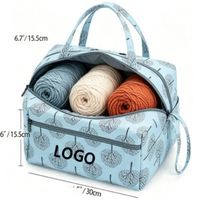 Sac de maquillage durable de grande capacité, écologique, portable, avec fermeture éclair, sac de rangement pour fil à crocheter, élégant, en polyester, résistant à l'eau