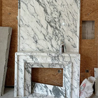 Cheminée en marbre blanc lilas, meuble de salon moderne, entourage de cheminée en marbre de style français