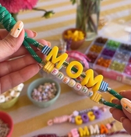 Acrylique coloré grand trou Alphabet 3D grande lettre Jumbo grosse lettre grosses perles breloques pour porte-clés téléphone chaîne bricolage fabrication
