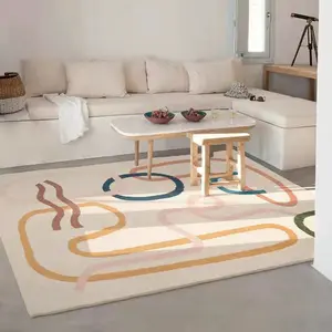 Colored Living Room Bedroom Minimalist Carpet Abstract Drawing Geometric Rug