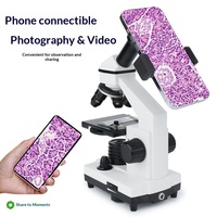 Microscope biologique monoculaire pour enfants, grossissement 100-2000x, pour expériences scientifiques et observation d'animaux et de plantes, vente en gros