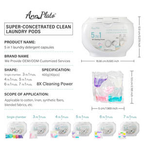 ANN PLATO 6-en-1 400g Capsules de <span class=keywords><strong>lessive</strong></span> liquide jetables écologiques pour vêtements Parfum naturel Élimination puissante des taches Soin des couleurs - Product Image 3