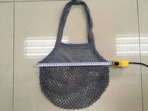 Sac en coton tissé réutilisable à rayures avec dessus en toile pour les courses - Product Image 6