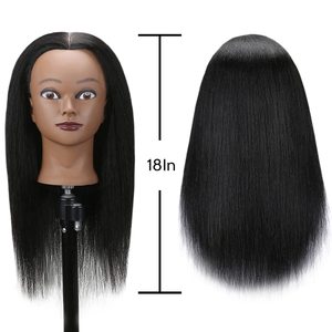 Tête de Mannequin d'Entraînement en Cheveux Synthétiques Lisses de 18 Pouces pour Coiffure et Tressage – Vente en Gros - Product Image 1