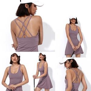 Logo personnalisé costume de tennis sexy deux pièces robe de golf fitness en plein air mode badminton tennis jupe costume - Product Image 2