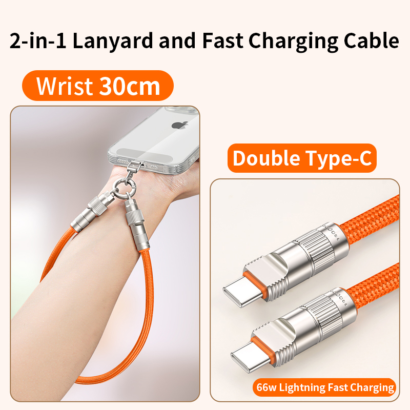 สายรัดข้อมือสีส้ม-Double Type-C