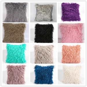 Housse de <span class=keywords><strong>coussin</strong></span> en fausse fourrure de Mongolie de luxe, <span class=keywords><strong>coussin</strong></span> moelleux et duveteux pour chambre à coucher, salon, ferme - Product Image 3
