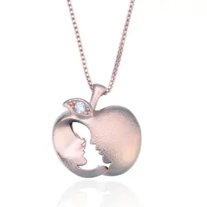 Elegante Fabriek Prijs Rose Vergulde Apple Shape Hanger 18kgp Ketting Prijs Zilveren Choker Ketting