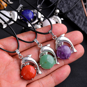 Lindo diseño de cola de delfín rosa cuarzo plata moda joyería mar Animal colgante collar para niñas - Product Image 3