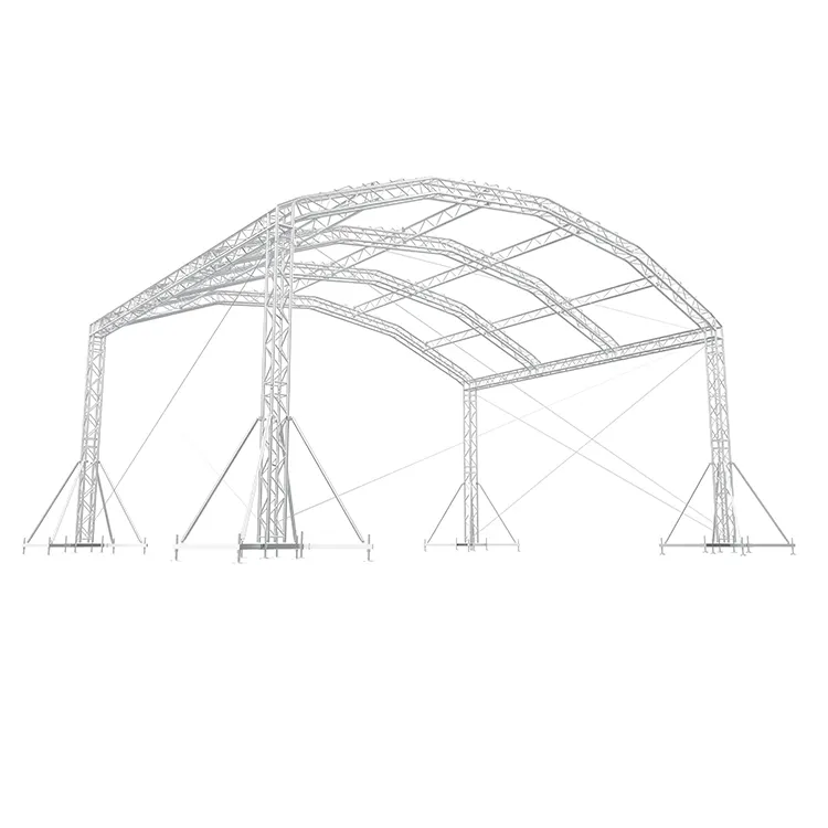 Sistema completo di palcoscenico concerto mobil stage arc stage decorazione illuminazione curvo tetto capriata lift arch truss system