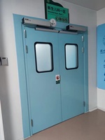 Porte coulissante horizontale automatique pour hôpital avec fenêtre d'observation |   Porte hermétique double battant pour salle blanche médicale