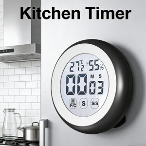 Minuterie de cuisine numérique en plastique avec batterie magnétique, écran LCD rond, moniteur de température/hygromètre, écran tactile, rétroéclairage, rappel de cuisson, exercice - Product Image 2