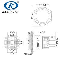Interrupteur à bouton-poussoir intelligent en acier inoxydable Chinakel 22 mm avec LED pour hotte aspirante, protection IP67 IK10, 4A 220VAC 1NO1NC