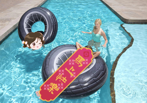 36016 Bouée de piscine gonflable pour adulte, design pneu noir, pour jeux aquatiques estivaux - Product Image 3