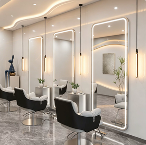 Miroir mural LED pleine longueur pour salon de coiffure, avec éclairage et coins arrondis, idéal pour salon, studio ou salon de beauté - Product Image 2