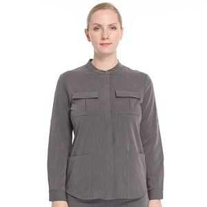 Enfermera Ropa DE TRABAJO Hospital Salón de belleza Señoras Scrub Suit Chaqueta con cremallera frontal Tops Moda Mujer <span class=keywords><strong>Manga</strong></span> larga Conjuntos de uniformes médicos - Product Image 4