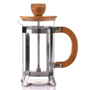 French Coffee Press Bamboo Wood, Borosilicate Glass, and Stainless Steel Tea / Coffee Maker