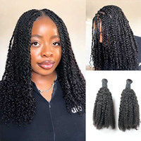 Extensions de cheveux humains naturels noirs de 16 pouces, cheveux indiens Remy bruts en vrac, texture 4C Afro Kinky Twist, haute densité