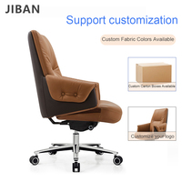 Chaise de bureau exécutive moderne en cuir, hauteur réglable, base pivotante, fonction d'inclinaison, coussin en mousse, utilisation en atelier/bureau