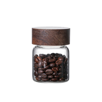 Pot de stockage en verre borosilicaté haut Hotsales avec pot à épices à couvercle en bois