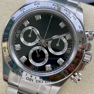 Montre chronographe en acier inoxydable, cadran noir, index en diamant, lunette tachymètre, mouvement automatique, étanche, montre <span class=keywords><strong>de</strong></span> luxe pour homme - Product Image 2