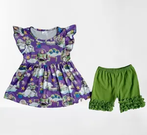 Cartoon Kids Love Toy Story Buzz Light year Green Suit Girls Summer Kids Clothes