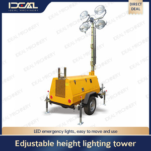 Tour d'éclairage mobile surélevée à LED, alimentation CA, base en acier jaune, durée de vie de 50 000 heures, pour la construction et l'industrie - Product Image 4