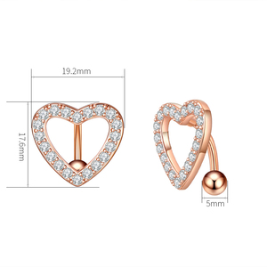 Nueva moda corazón invertido 316L Acero inoxidable ombligo anillo circón incrustaciones Sexy Body Pier con ajuste de Garra Para bodas Piercing - Product Image 3