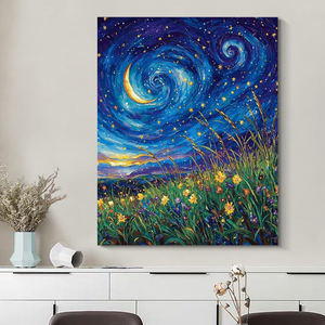 Lukisan DIY 40*50cm dengan Cat Akrilik, Pemandangan Langit Berbintang dan Rumput, Dekorasi Rumah yang Dapat Disesuaikan, Lukisan Cat Minyak - Product Image 2