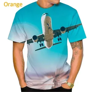 Blue Sky Airplane Graphic Tshirt For Men 3D Printed Unisex Cool Casual Short-Sleeved T Shirt Mens Breathable Oversized Tees Top