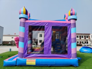 <span class=keywords><strong>Château</strong></span> gonflable combiné avec toboggan Unicorn Candyland, couleur macaron, crème glacée, PVC, pour enfants, location pour fêtes en plein air - Product Image 4