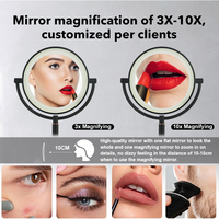 Miroir de maquillage LED double face portable et personnalisable, style minimaliste, avec commande tactile, pour chambre, dressing et hôtel