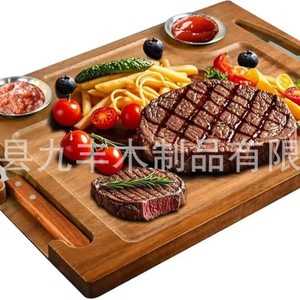 Acacia <b>Wood</b> Cutting Board With Knife Fork Set 15.74 In Multipurpose Kitchen Chopping <b>Block</b> - Product Image 5
