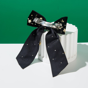 New Star Element Bow Water Diamond <b>Spring</b> <b>Clip</b> Women Girls Personalized Fashion Party Christmas Wedding Daily Fabric Hairpins - Product Image 5